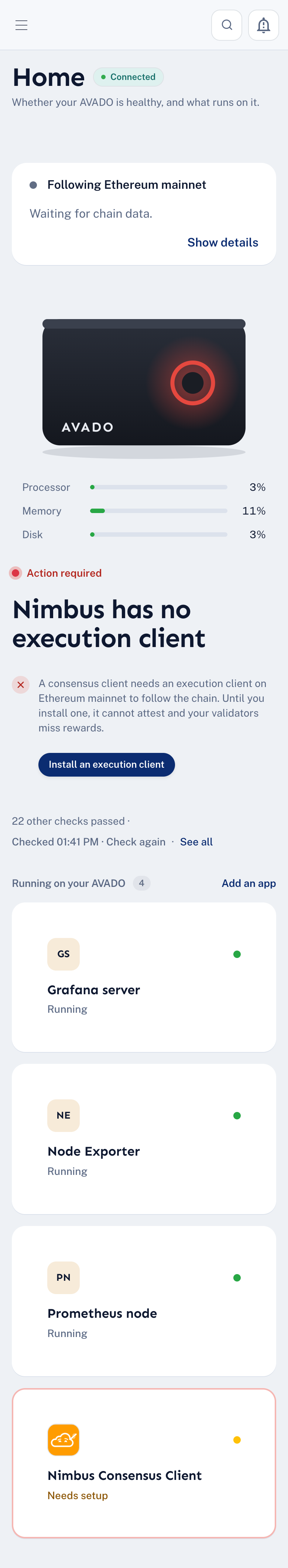 The Home page on a phone